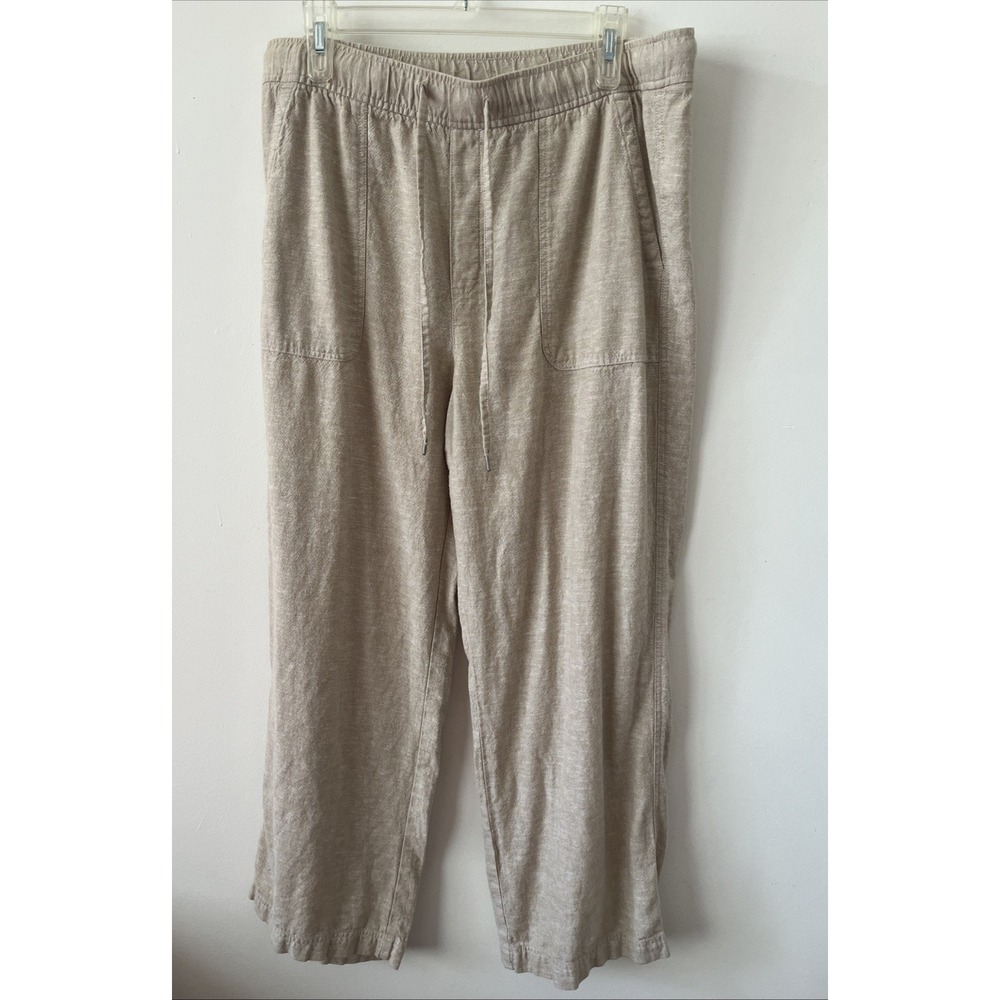 Gap Women's Linen Blend Pants Beige Wide Leg Coastal Chic Boho Resort Minimalist